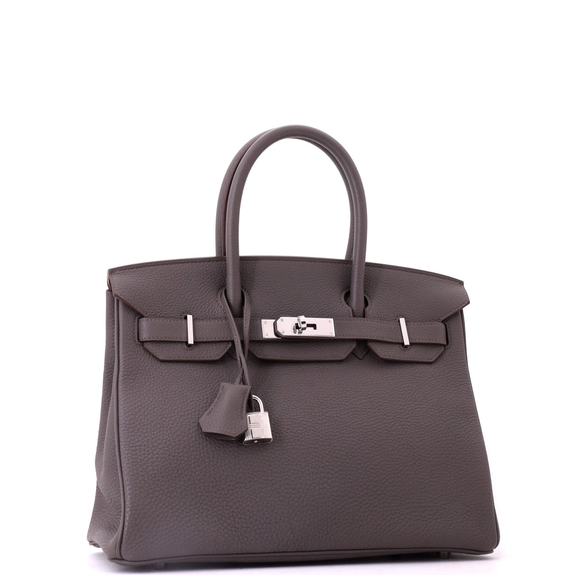Pre-Owned Hermes Birkin Handbag Grey Togo with Palladium Hardware 30, Alternate, color, Etain