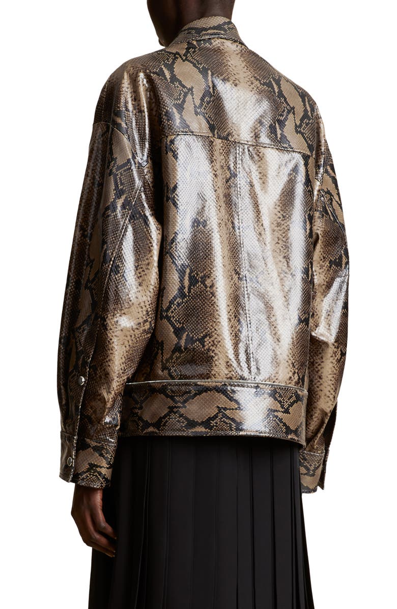 Khaite Herman Snakeskin Embossed Leather Moto Jacket, Alternate, color, 