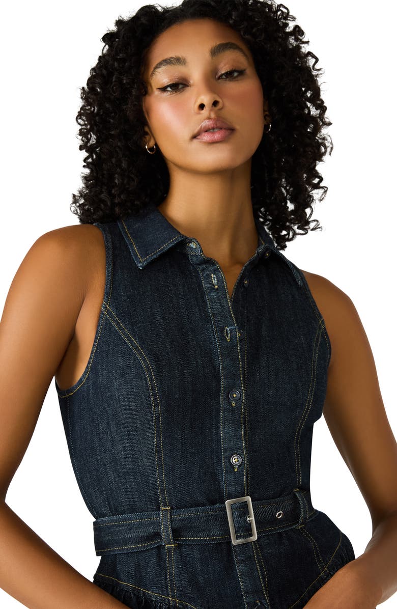 Steve Madden Senia Denim Shirtdress, Alternate, color, Dark Indigo