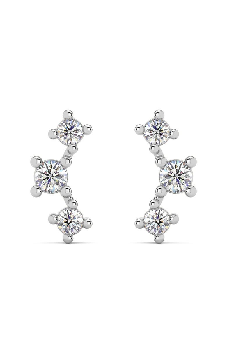 Bliss Diamond 1/5Ct TW 3-Stone Diamond Crawler Earrings 14k Gold Studs Lab Grown 1/3" Tall, Main, color, 14K White Gold