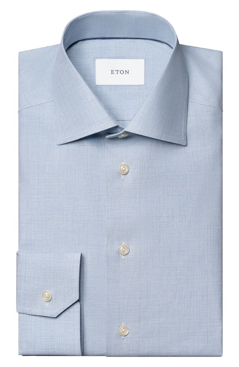 Eton Slim Fit Mélange Check Cotton Dress Shirt, Alternate, color, 