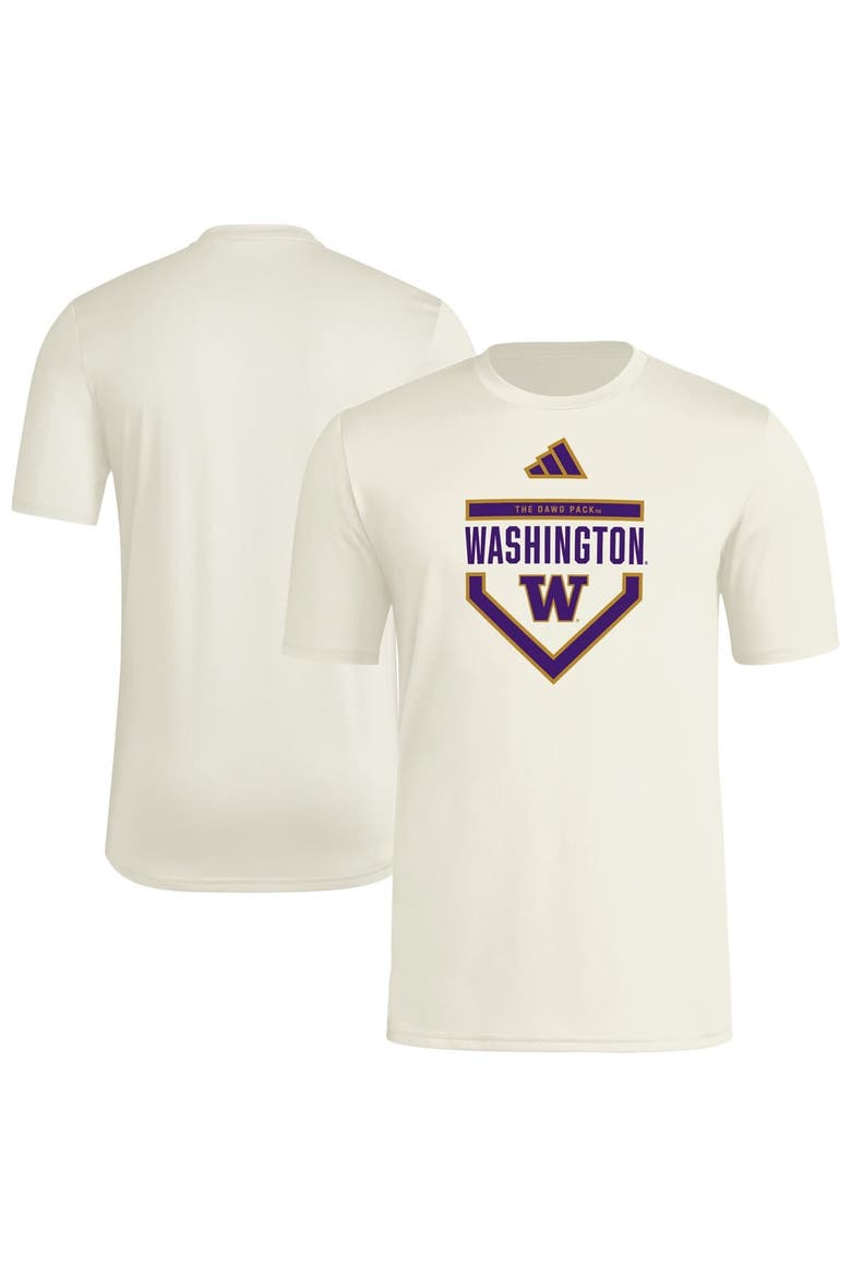 Men's adidas  Cream Washington Huskies Home Plate Pre-Game T-Shirt, Main, color, Cream
