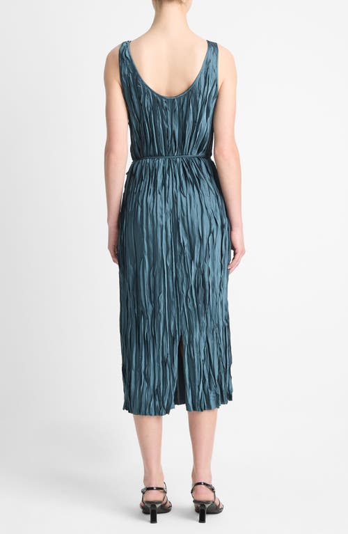 Vince Crushed Bias Stripe Sleeveless Midi Tank Dress