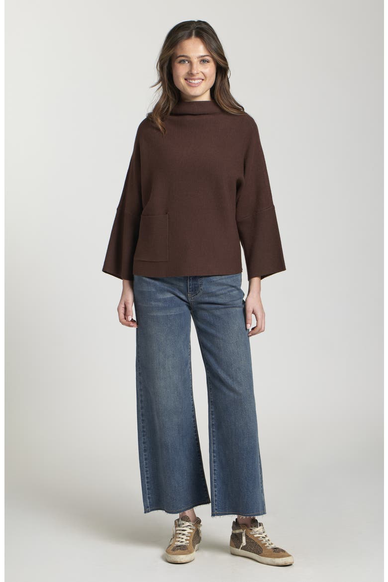 Funnel Neck Patch Pocket Sweater, Alternate, color, CHOCOLATE BROWN