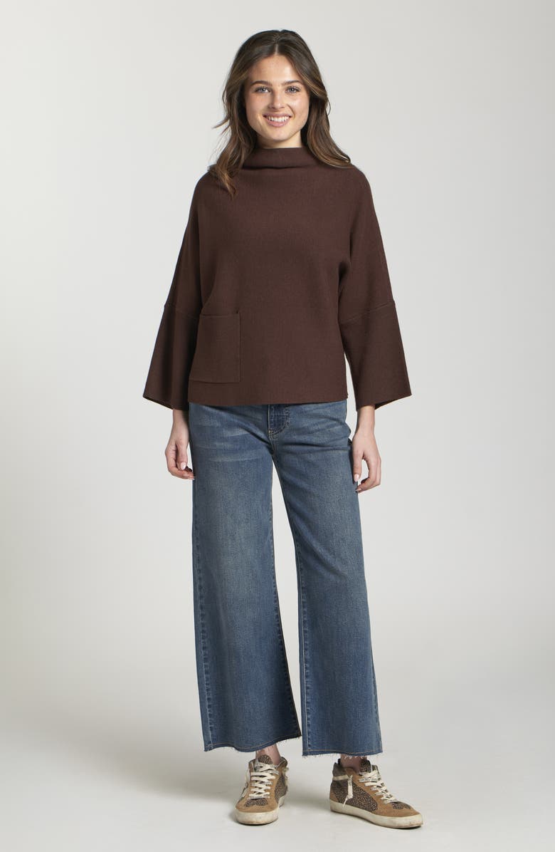 APNY Funnel Neck Patch Pocket Sweater, Alternate, color, Chocolate Brown