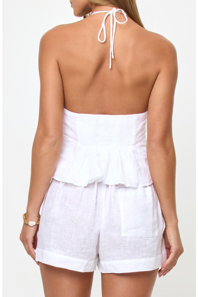 April Tie Front Halter Linen Cover-Up Top, Alternate, color, WHITE