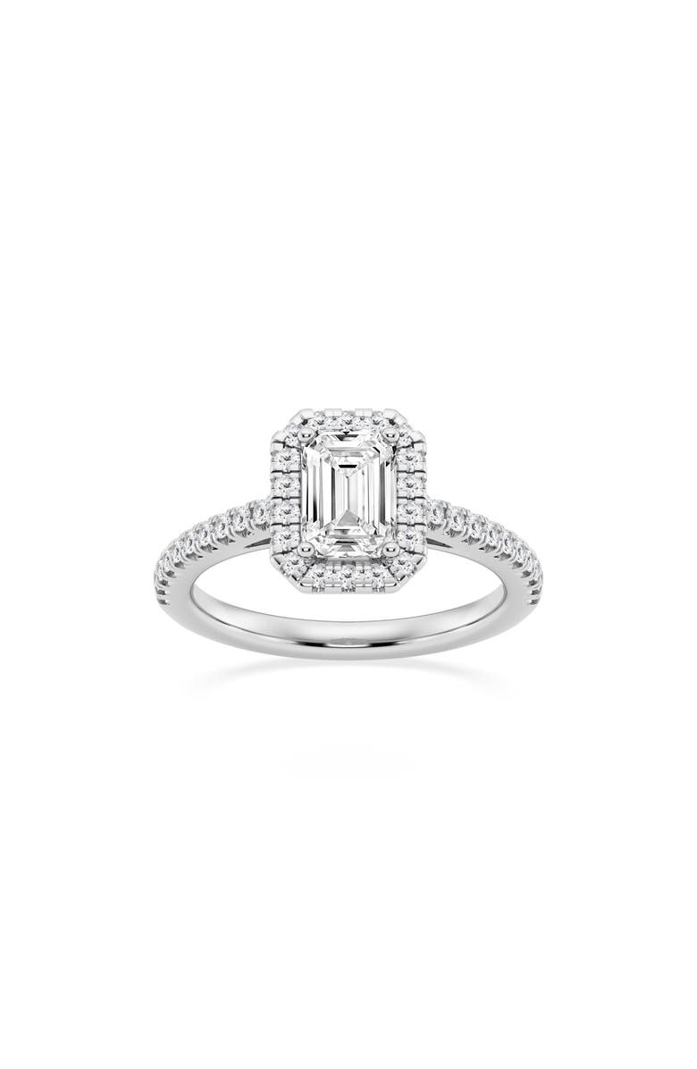 Badgley Mischka Collection Emerald Cut Lab Created Diamond Pavé Ring - 1.3 ctw., Main, color, 