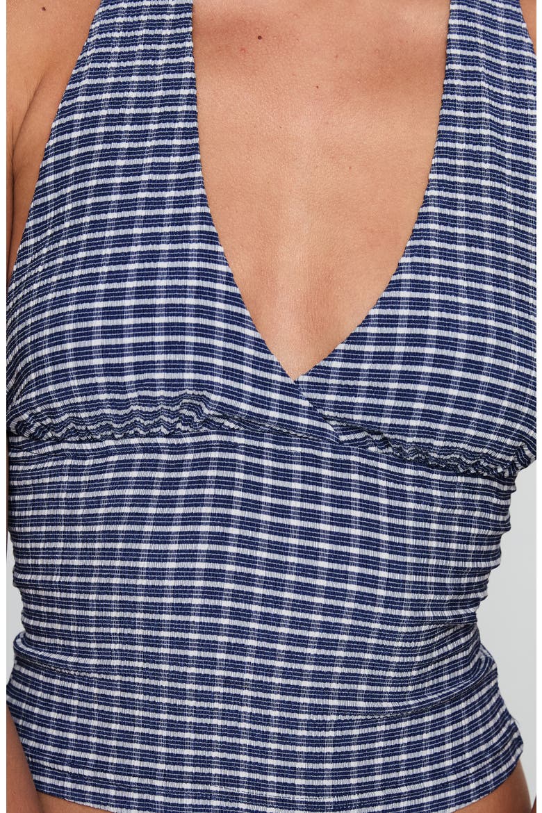 Whimsy Gingham Halter Top, Alternate, color, NAVY GINGHAM
