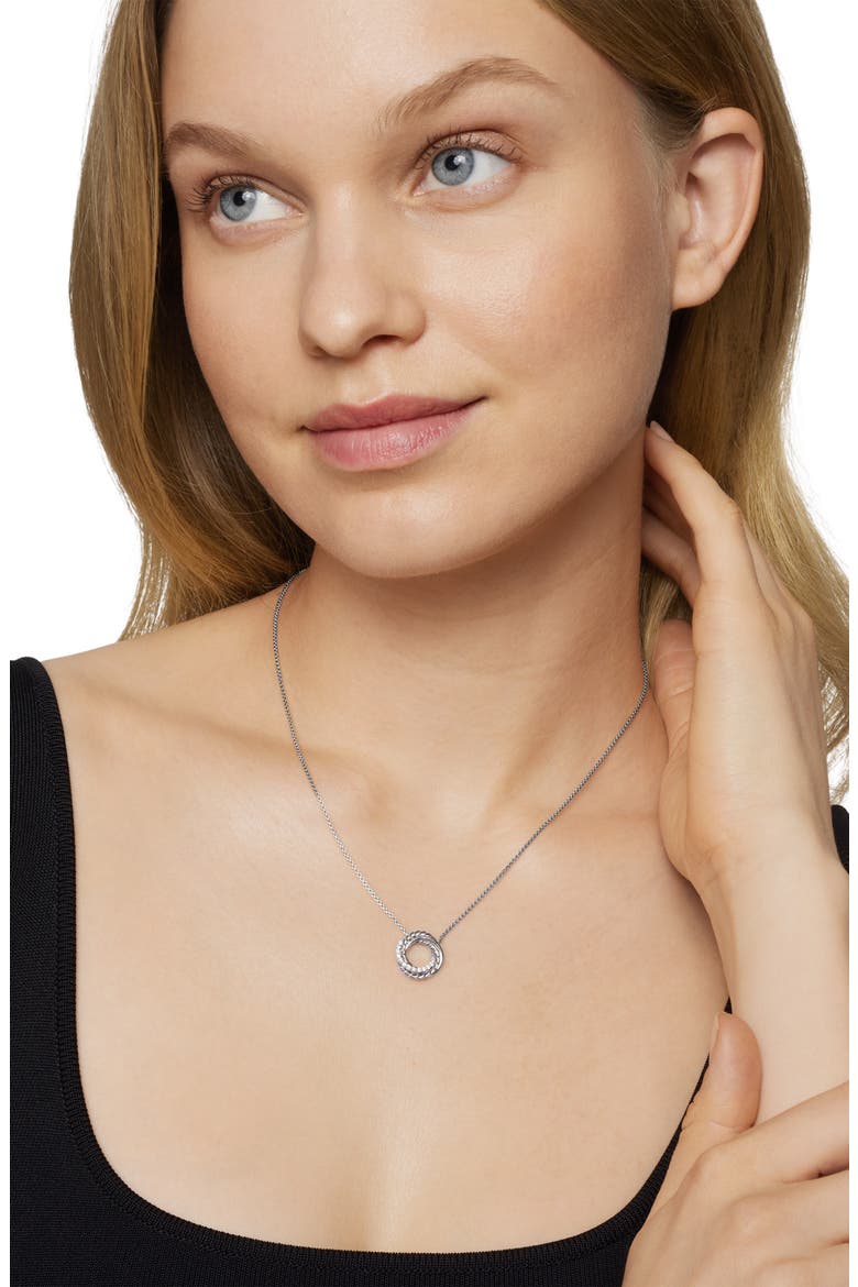 Crossover Mini Pendant Necklace with Diamonds, Alternate, color, SILVER/ DIAMOND