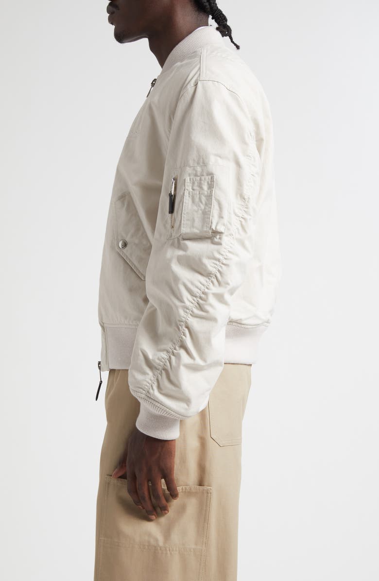 Givenchy Twisted Sleeve Cotton Blend Flight Jacket, Alternate, color, Light Beige