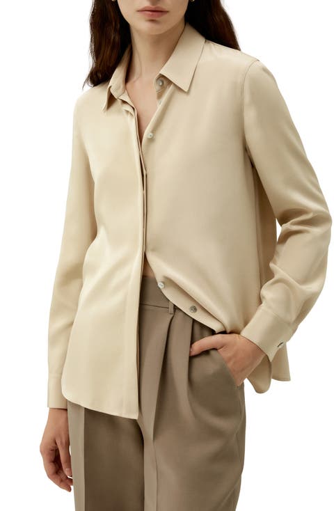 Graceful Button Up Silk Blouse