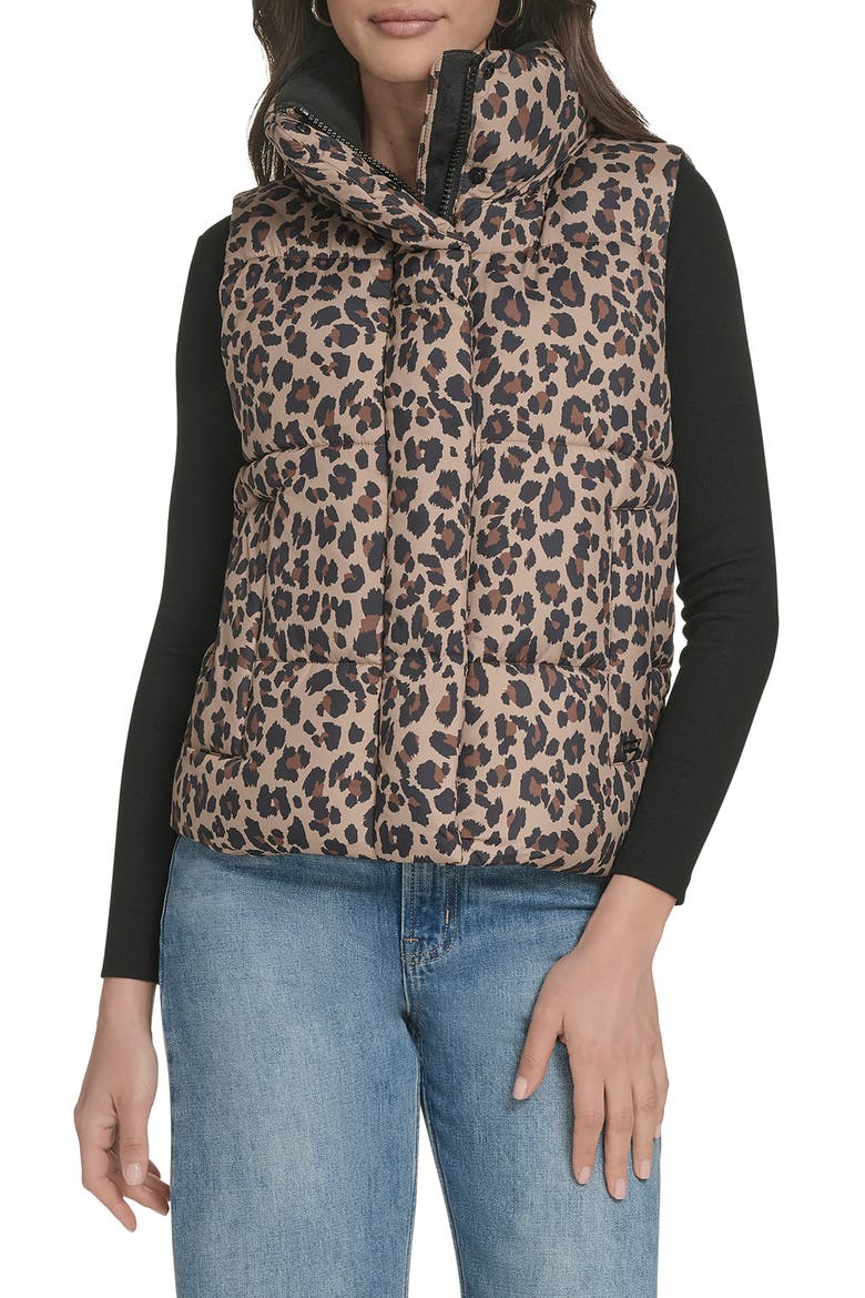 Quilted Puffer Vest, Main, color, LEOPARD