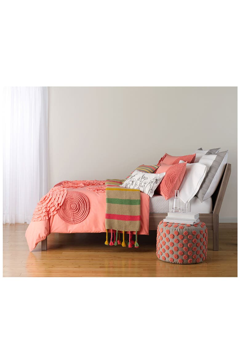 'Tufted Spots' Pouf, Alternate, color, CORAL BISQUE MULTI