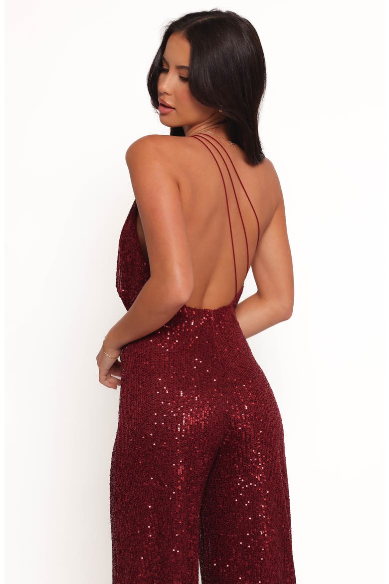 Khinna Sequin One-Shoulder Jumspuit, Alternate, color, RED
