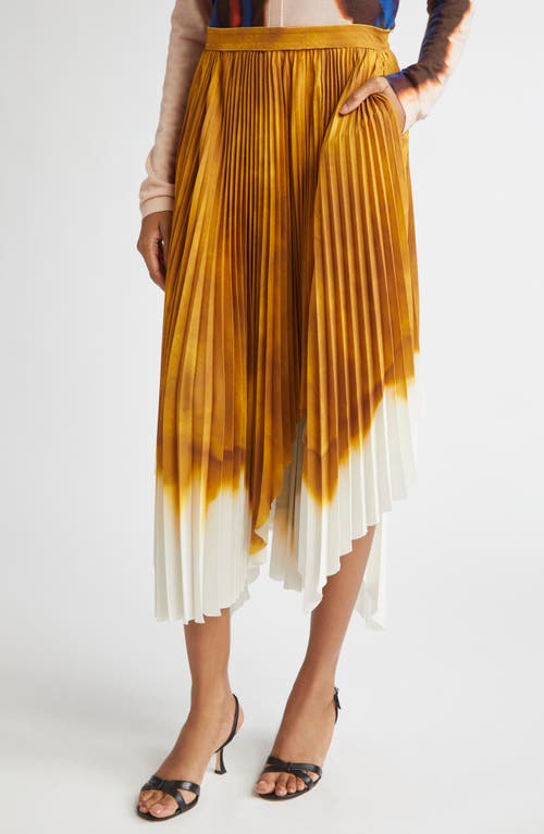 Jason Wu Collection Painted Stripe Pleated Asymmetrical Skirt In Yellow