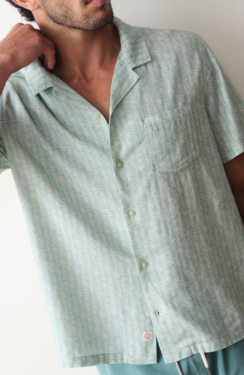 Marine Layer Resort Camp Shirt, Alternate, color, Aqua Sardine Print