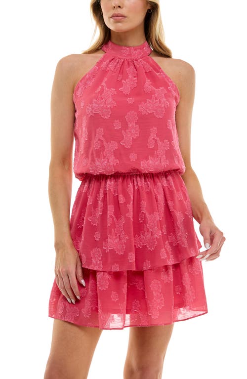 Socialite Floral Burnout Halter Tiered Minidress