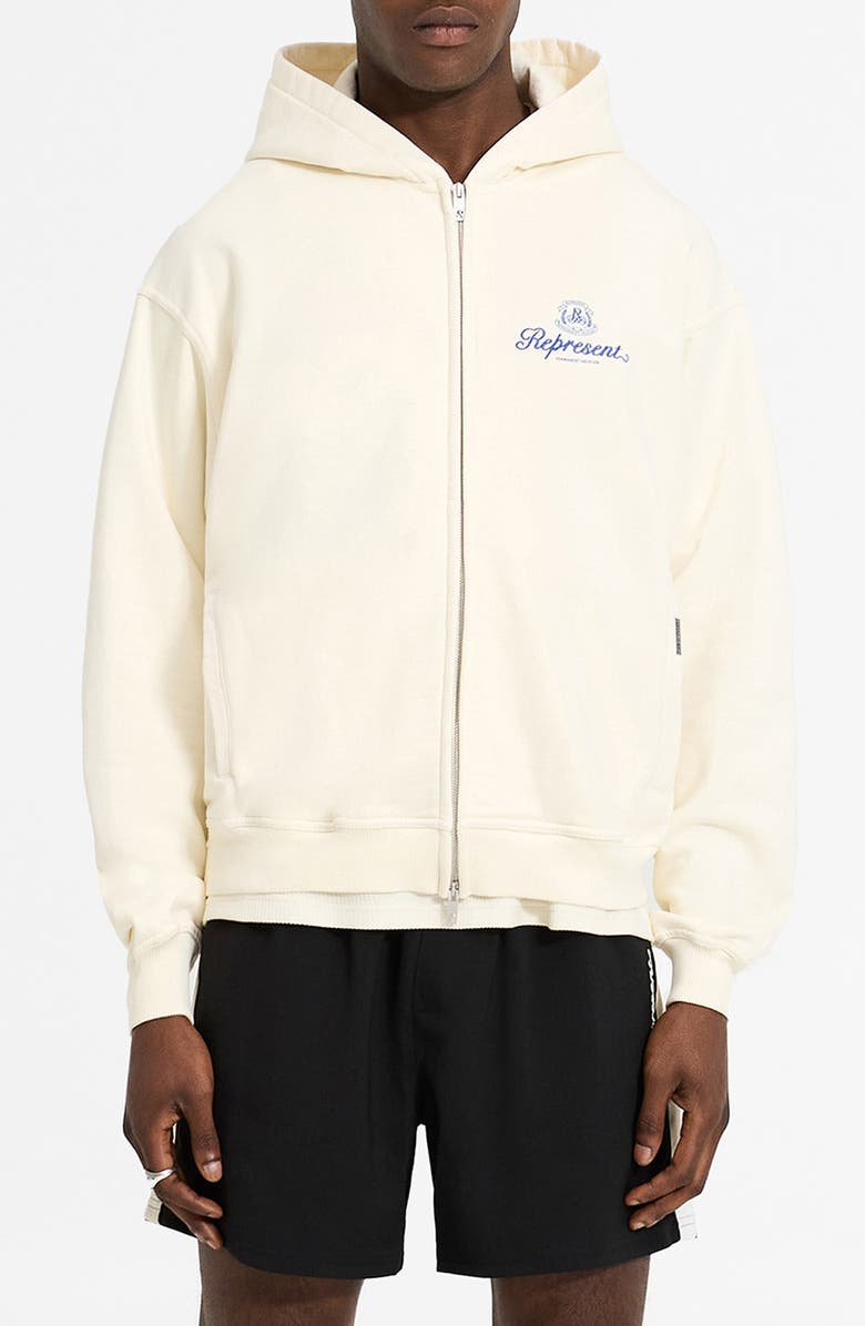 Represent Permanent Vacation Oversize Zip Hoodie, Main, color, 