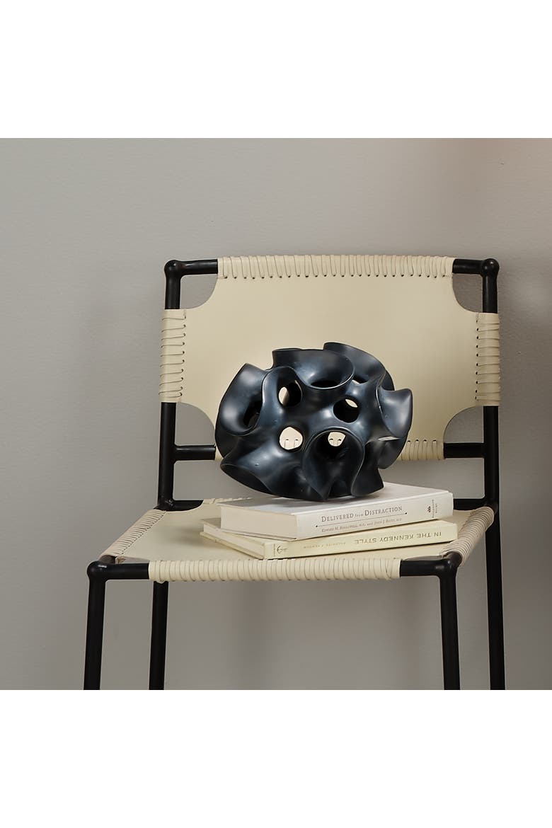 Ribbon Resin Decorative Sphere, Black, Alternate, color, Black