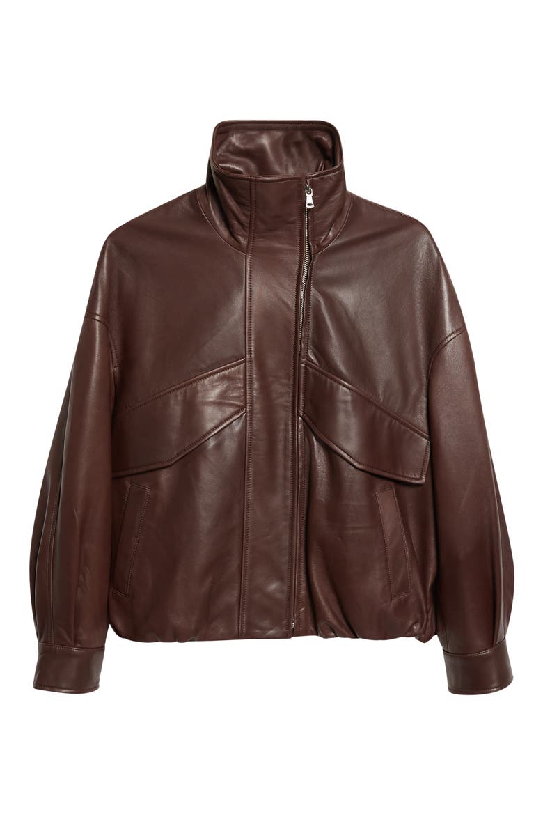 Roland Sculpted Leather Bomber Jacket, Alternate, color, BROWN