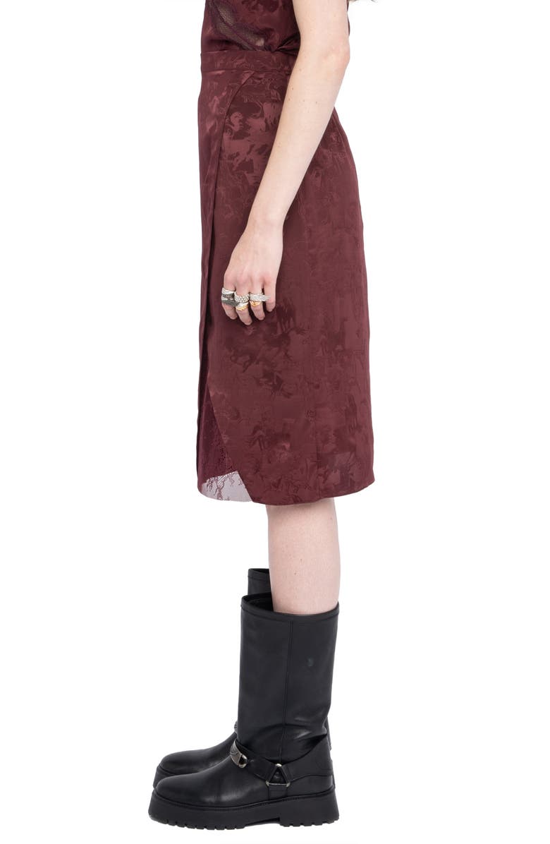 Zadig & Voltaire Julien Horse Print Jacquard Silk Skirt, Alternate, color, Burgundy