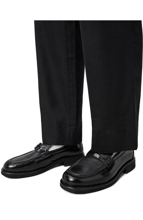 Allsaints Mens Black Bloom Leather Penny Loafers