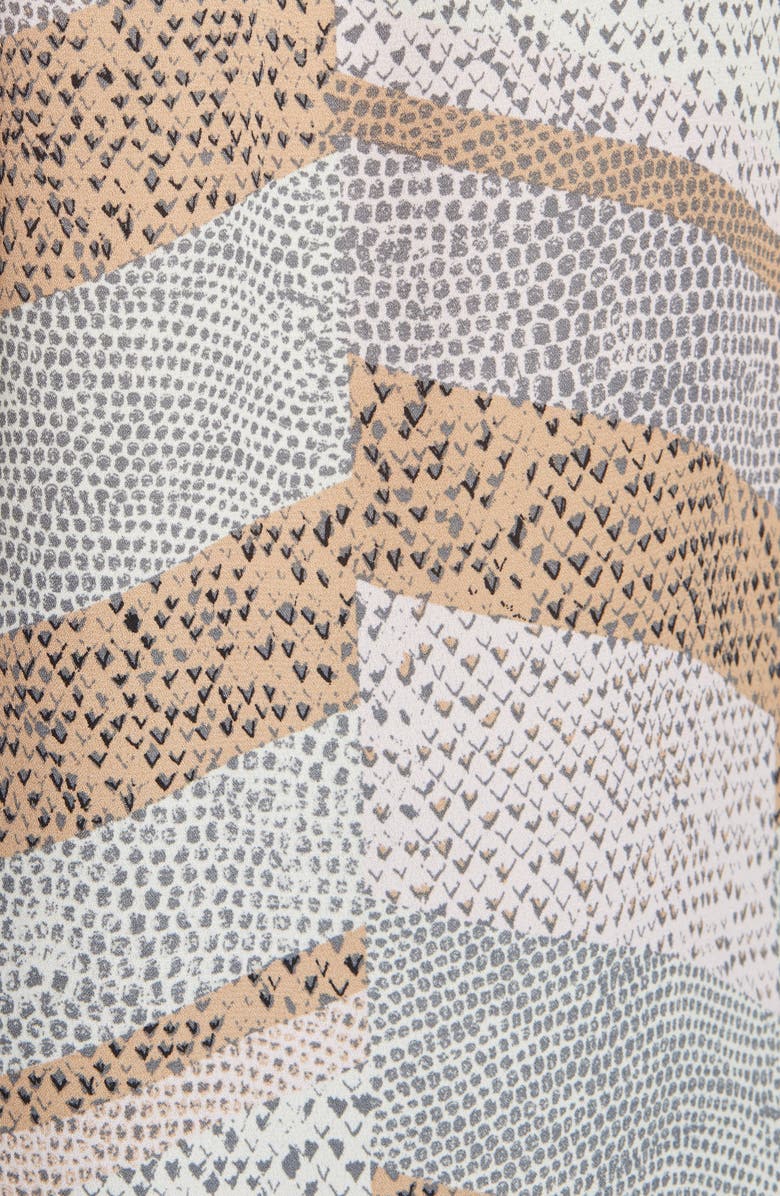 Bobeau Print Tie Neck Flutter Sleeve Top, Alternate, color, 