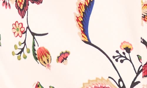 Cece Floral Border Print Satin Button-up Shirt In Multi