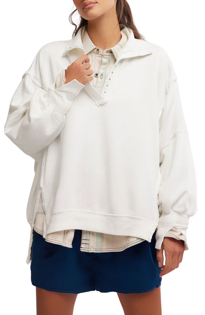 Free People Camden Oversize Henley, Main, color, Optic White