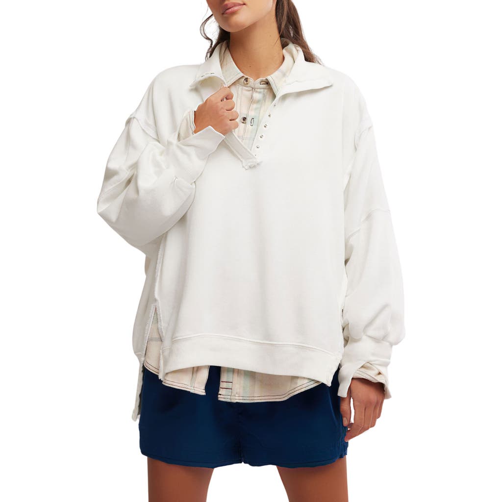 Free People Camden Henley Sweatshirt In Optic White