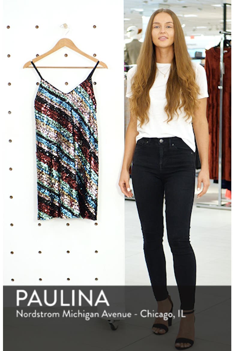 V-Neck Sequin Stripe Minidress video