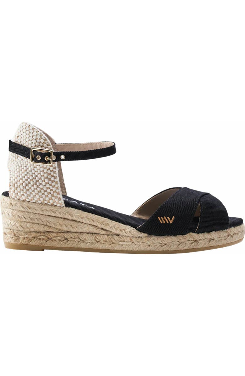 VISCATA Salina Canvas Espadrille Sandal Wedges, Main, color, Black