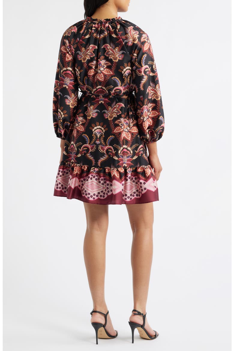 Floral Long Sleeve Fit & Flare Dress, Alternate, color, BLACK MULTI
