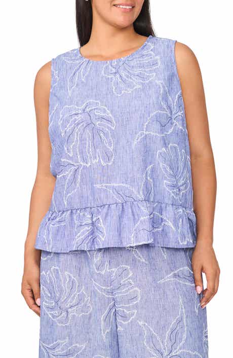 Embroidered Sleeveless Peplum Top