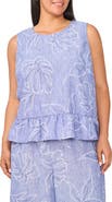 Vince Camuto Embroidered Sleeveless Peplum Top