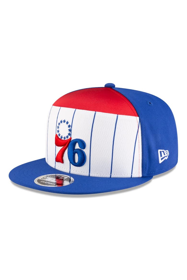 Men's New Era  White/Blue Philadelphia 76ers 2025 NBA Tip Off Split Panel 9FIFTY Snapback Hat, Alternate, color, White