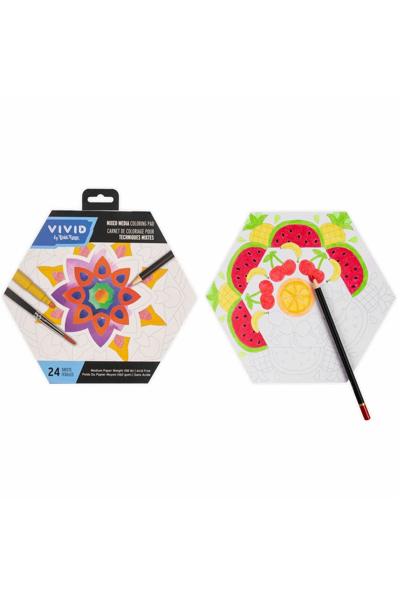 Mixed Media Coloring Pad, Mandala, 24 Shaped Sheets, Alternate, color, Multicolored