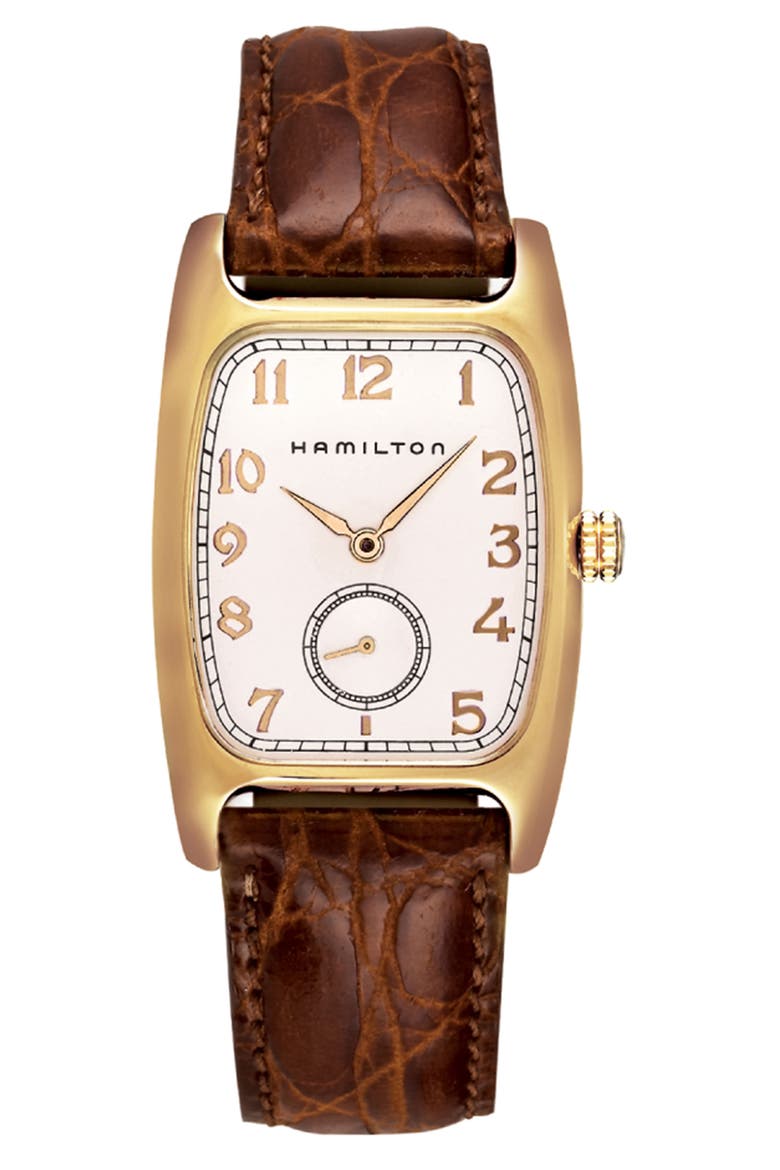 American Classic Boulton Leather Strap Watch, 27mm x 31mm, Main, color, WHITE