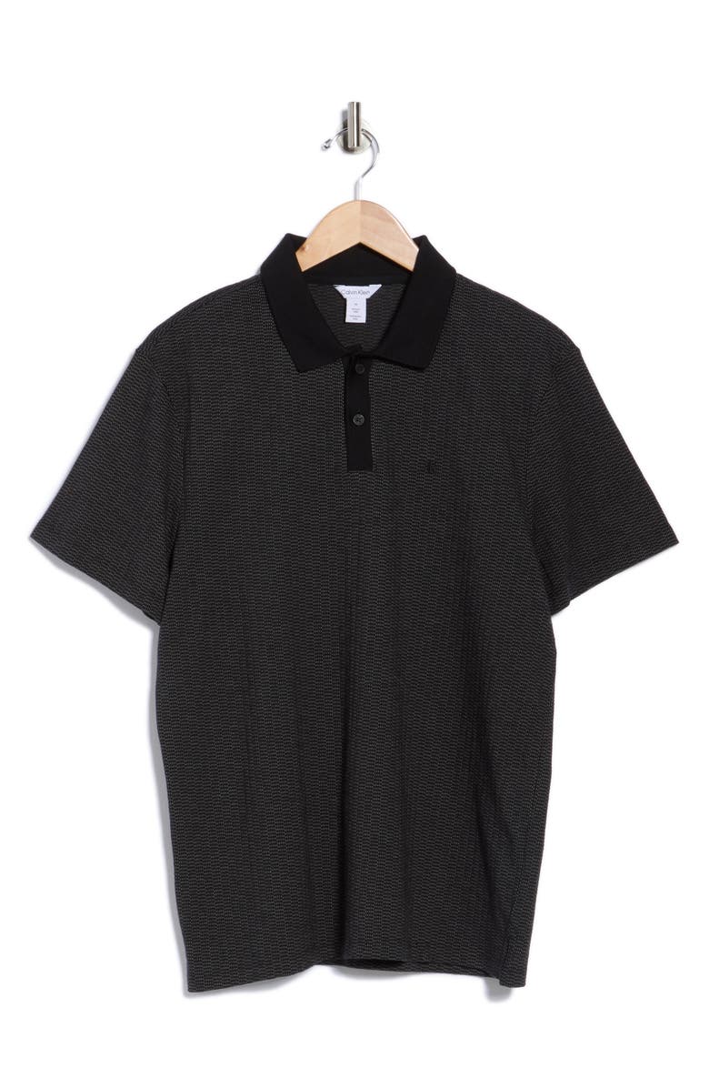 Calvin Klein Variegated Jacquard Polo, Alternate, color, Black