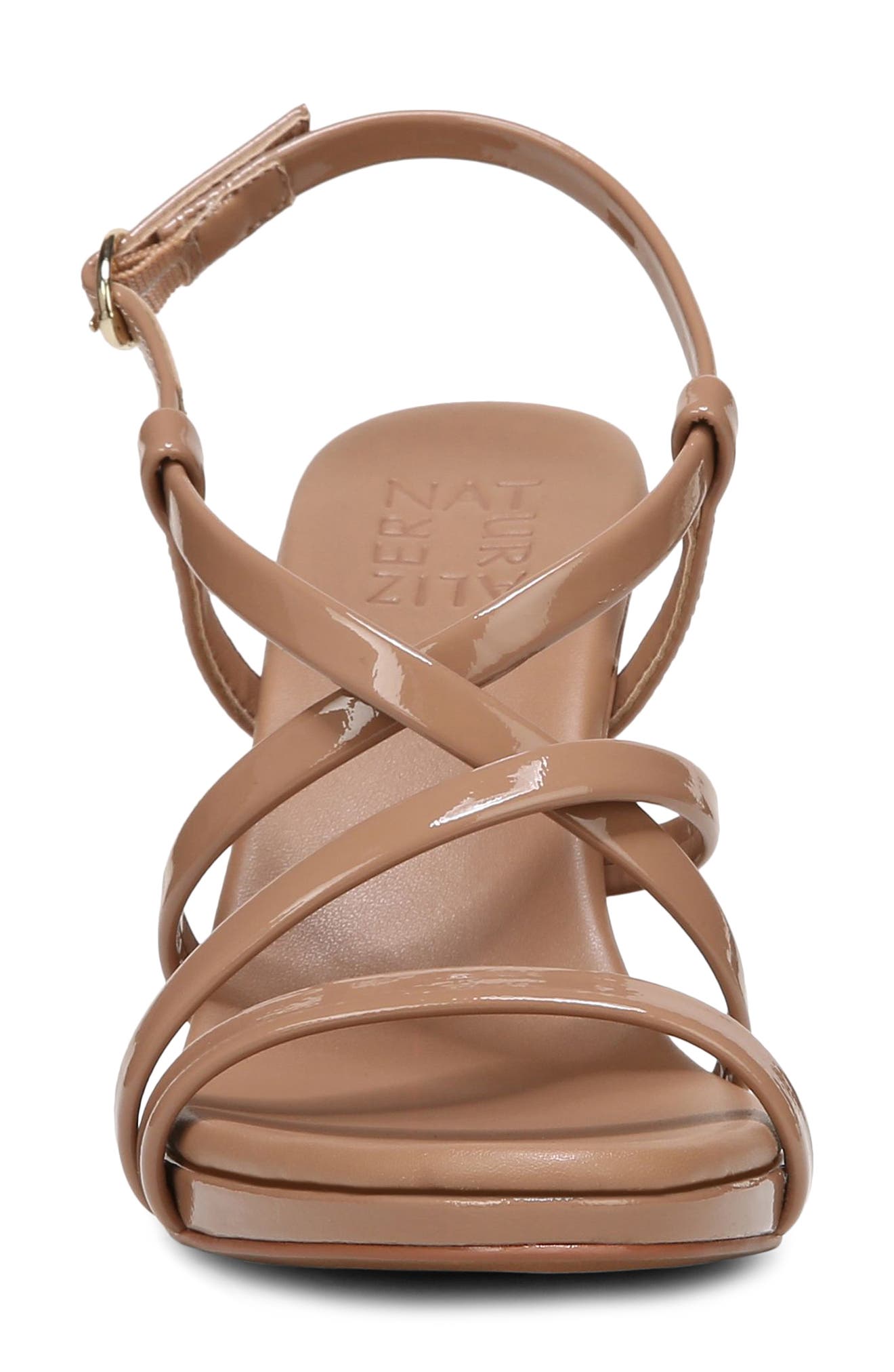 Naturalizer Luisa Metallic Strappy Sandal - Wide Width Available, Alternate, color, Taupe Patent Leather