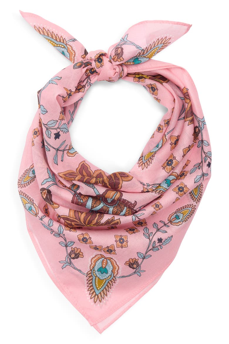 Pottery Floral Square Bandana, Alternate, color, PINK POTTERY FLORAL