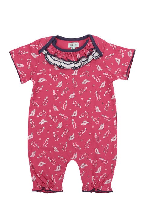 Organic Cotton Seahorse Print Romper (Baby)