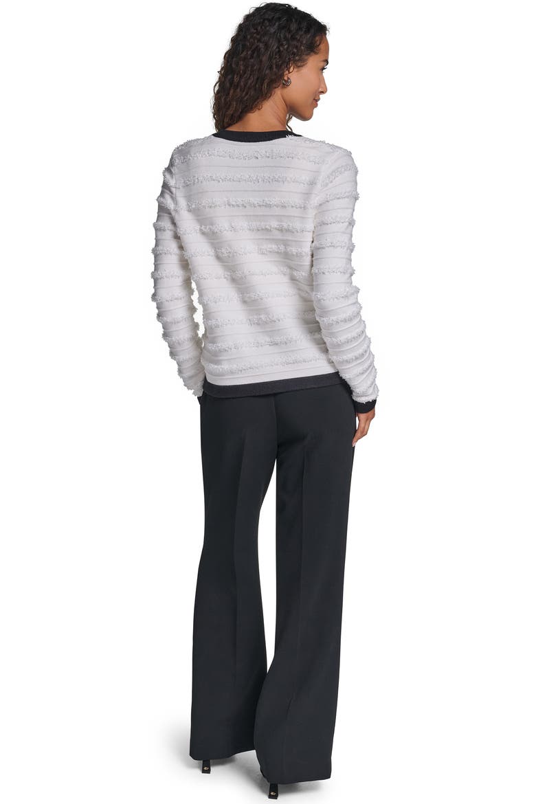 Imitation Pearl Fringe Cardigan, Alternate, color, SOFT WHITE/ BLACK