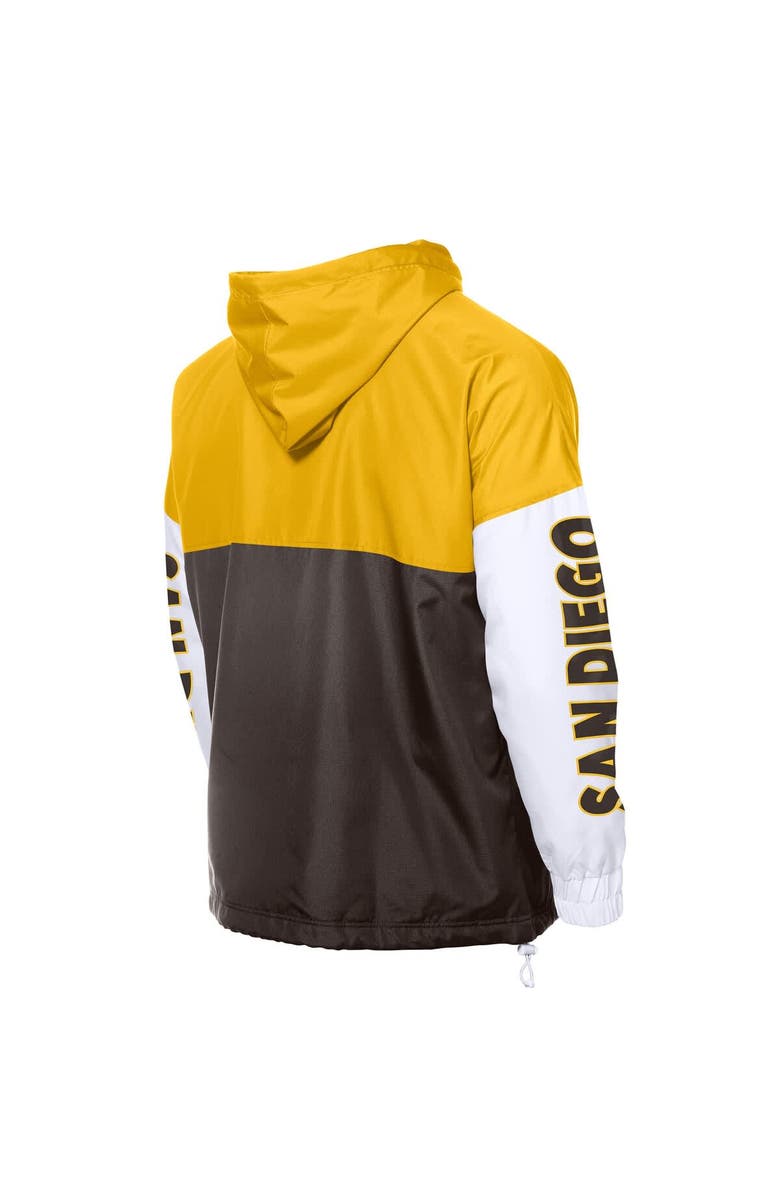 New Era Men's New Era Brown/Gold San Diego Padres Color Block Full-Zip Hoodie Windbreaker, Alternate, color, Brown
