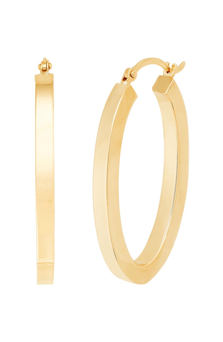Frankie & Zoe Square Tube Oval Hoop Earrings, Main, color, Yellow Gold
