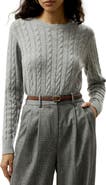 Lilysilk Classic Cable Knit Sweater with Ribbed Edges