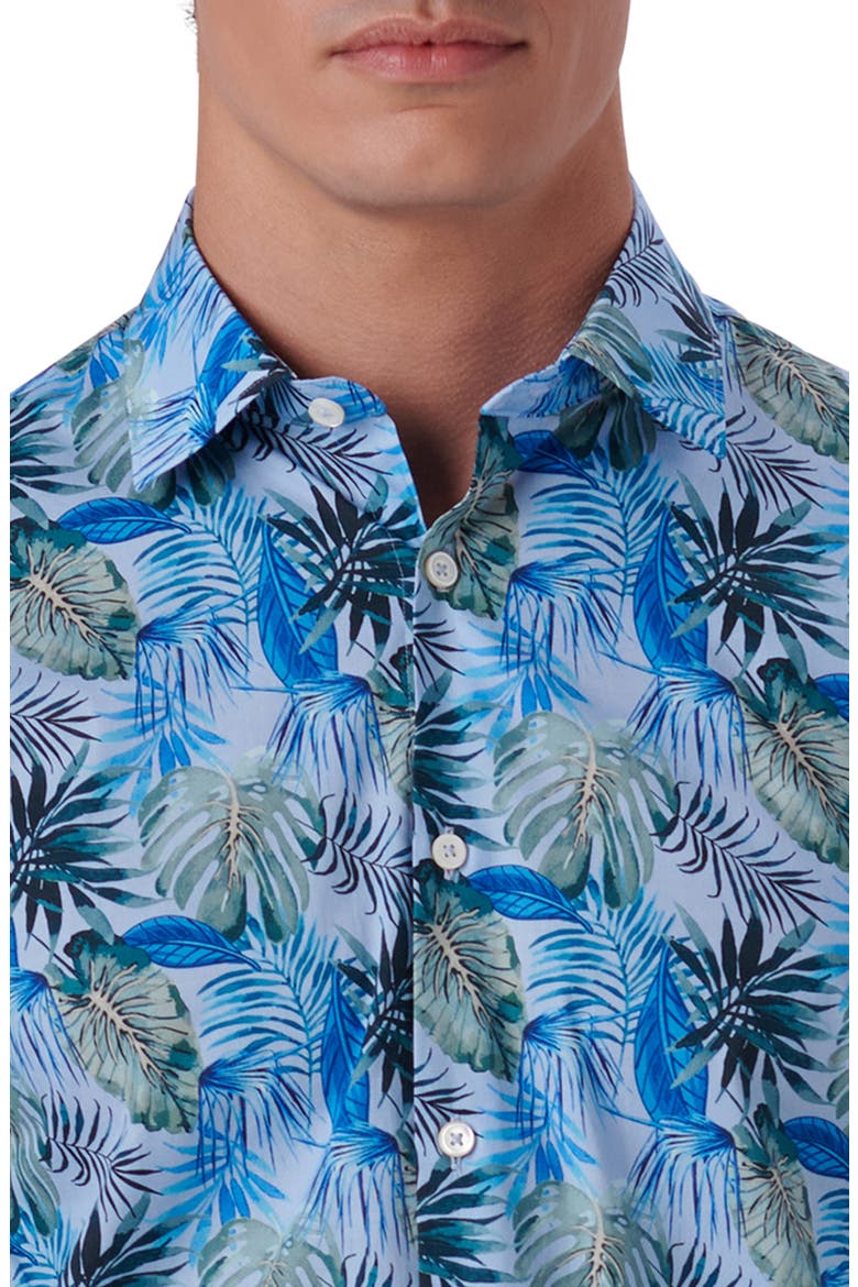Classic Fit Print Stretch Cotton Short Sleeve Button-Up Shirt, Alternate, color, SKY