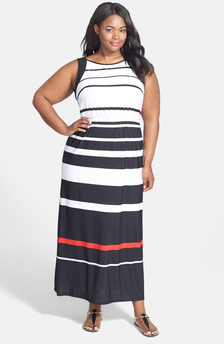 Donna Ricco Stripe Jersey Maxi Dress, Main, color, 