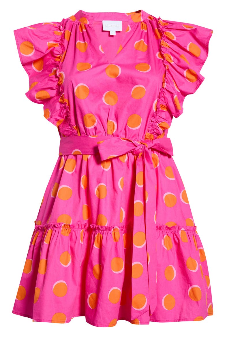 Kress Floral Domis Cotton Shift Minidress, Alternate, color, ROSY FUCHSIA/ ORANGE DOT