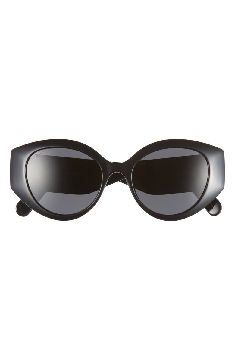 Gucci 52mm Cat Eye Sunglasses, Main, color, Black Black Grey